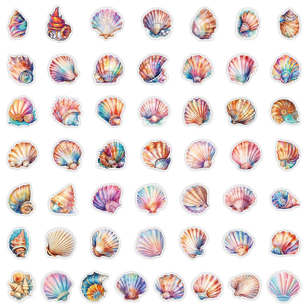 50 Colorful Seashell Graffiti Stickers Skateboard Luggage Mobile Phone Decorative Stickers Waterproof Children's Stationery Stickers
