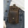 New Men's Genuine Cow Leather Waist Bag Belt-worn Outdoor Multi-compartment Water-repellent Fanny Pack 7-inch Phone Holder for Daily Travel Hiking