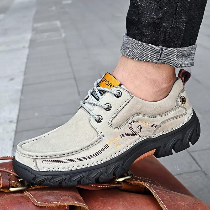 New Mens Shoes Genuine Leather Flats Men Loafers High Quality Outdoor Men Hiking Breathable Male Casual Shoes New Model