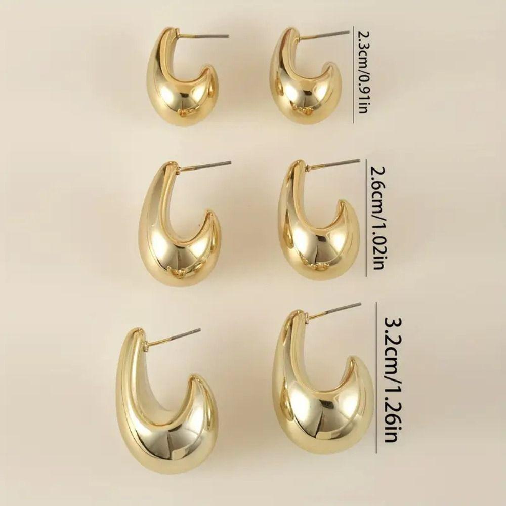 6pairs Gold Plated Waterdrop Earring Set Glossy Finish Hanging Dangle Earring  Daily Wear