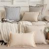 Ramie Cushion Cover with Tassels Euro Flax Decorative Throw Pillow Cover Boho Shabby Chic Style for Couch Bed Home