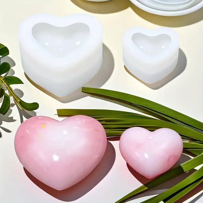 DIY Heart Shape Silicone Candle Mold Baking Cake Decoration 3D Handmade Soap Aromatherapy Soy Wax Epoxy Resin Chocolate Mould