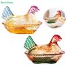 Vintage Hen Design Glass Serving Bowl - Lidded Storage Dish for Nuts, Fruits and Table Decor