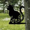 Iron Cat Garden Stake Outdoor Sculpture Yard Art Backyard Patio Decor