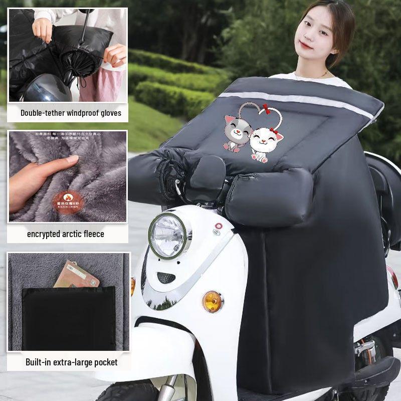 Extra Large Electric Vehicle Windshield & Motorcycle Knee Pads - Fleece Lined, Waterproof, Windproof & Battery Heated