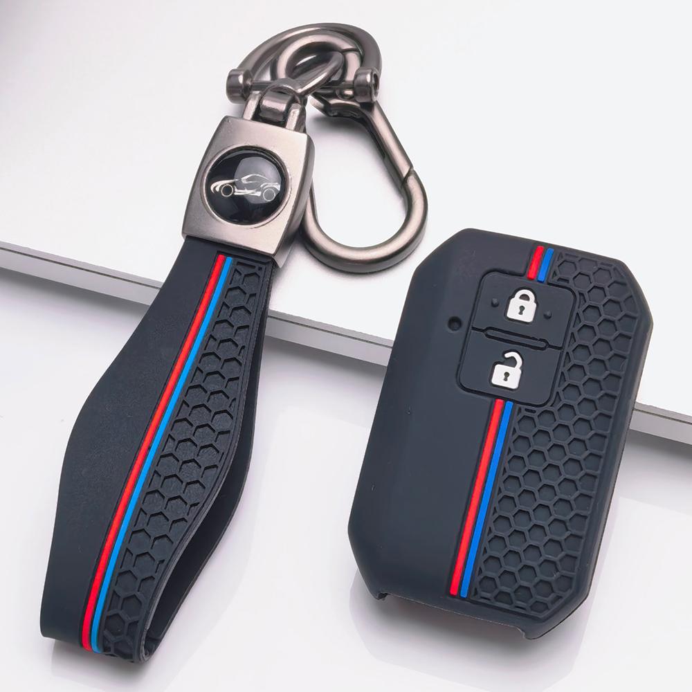 Soft Silicone Remote Key Case for Suzuki Swift Ertiga Ignis Baleno XL7 Ciaz Dzire with Keychain Honeycomb Texture Shockproof Car Remote Key Sleeve