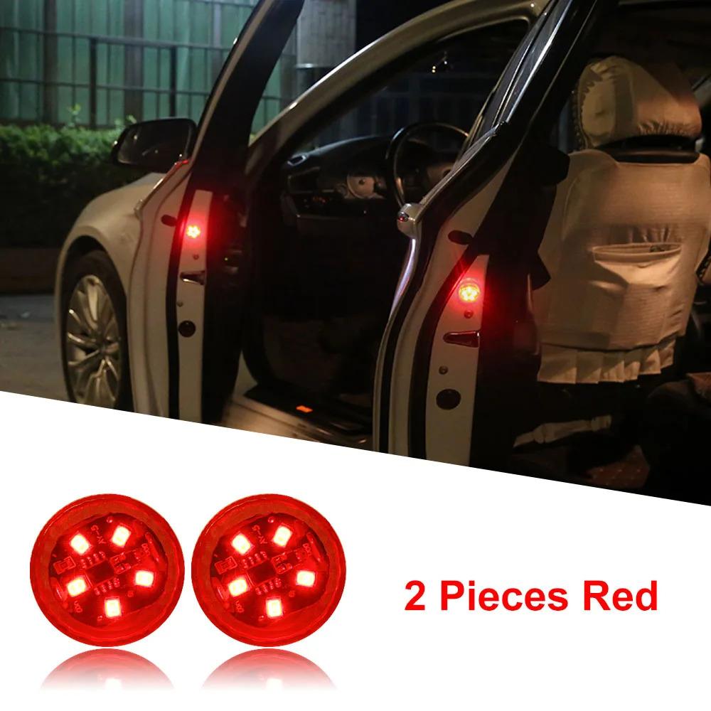 1-4pcs Universal LED Car Opening Door Safety Anti-collision Lights Magnetic Sensor Strobe Flashing Alarm Lights Parking Lamp Neon Lights 4