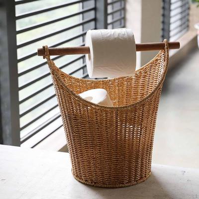 Toilet Paper Storage Basket with Roll Holder Bar Space Saving Stylish Home Decoration Easy To Use