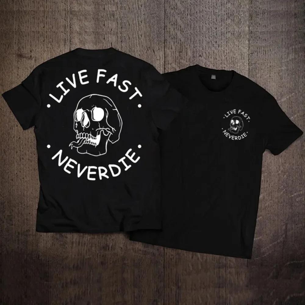 New Large-sized Short Sleeved Pure Cotton T-shirt for Men and Women Rock American Retro Harley Motorcycle Printed Loose T-shirt