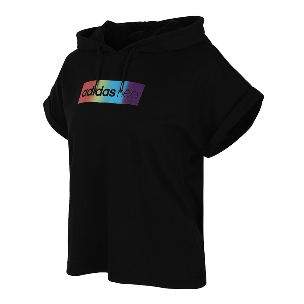 Adidas Neo W Cs Rnbw Hd Simple Letter Hoodie Short Sleeve Sweatshirt Women Hoodies Black FK9960