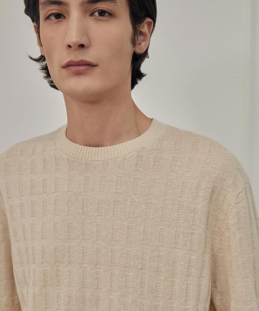 THEKNITCOMPANY Abyss Linen Brick Crewneck - Cannoli Cream