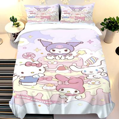 MINISO Kuromi Hello Kitty Duvet Cover Melody Bedding Set Children Co-branded Comforter Custom Made King Size 3PCs