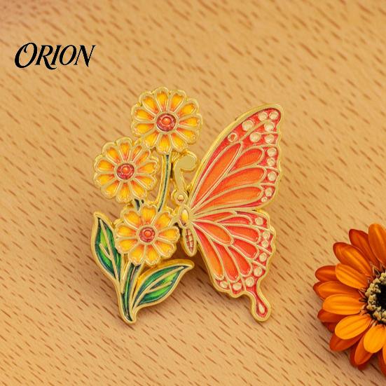 Floral Butterfly Brooch Enamel Flower Pin, Badge for Scarves Women, Inscet Shaped Pin Coats Sweaters