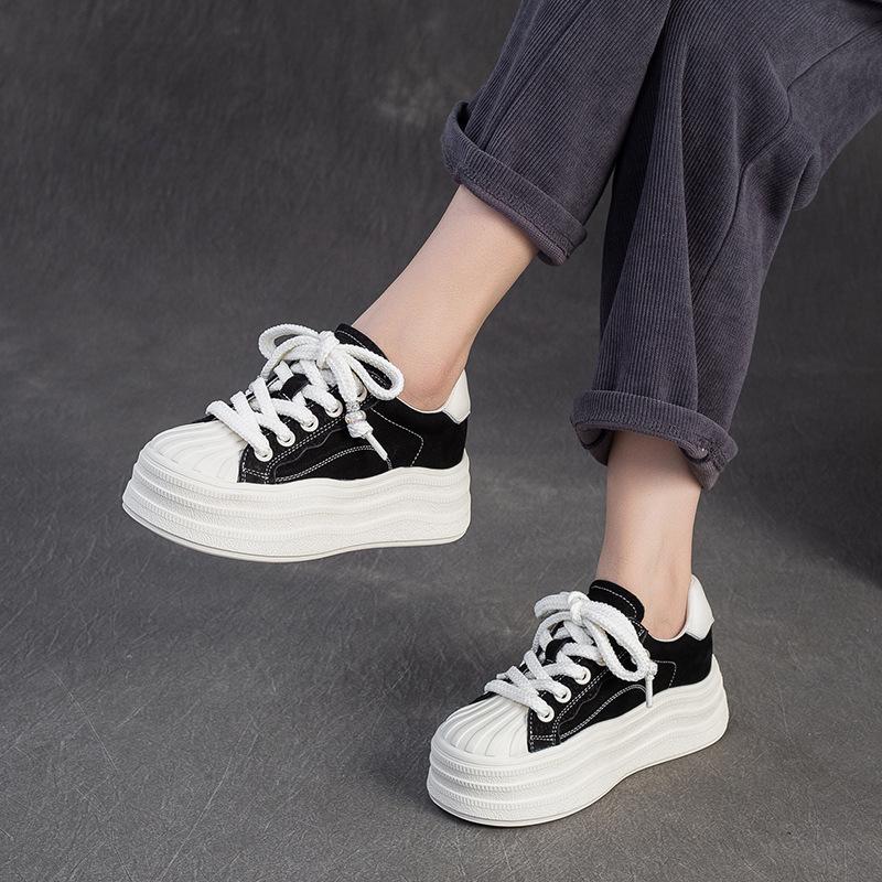 

European/American Color Block Platform Heel Casual Sneakers - 2025 Autumn/Winter Fashionable & Lightweight Women s Shoes 38 чорний