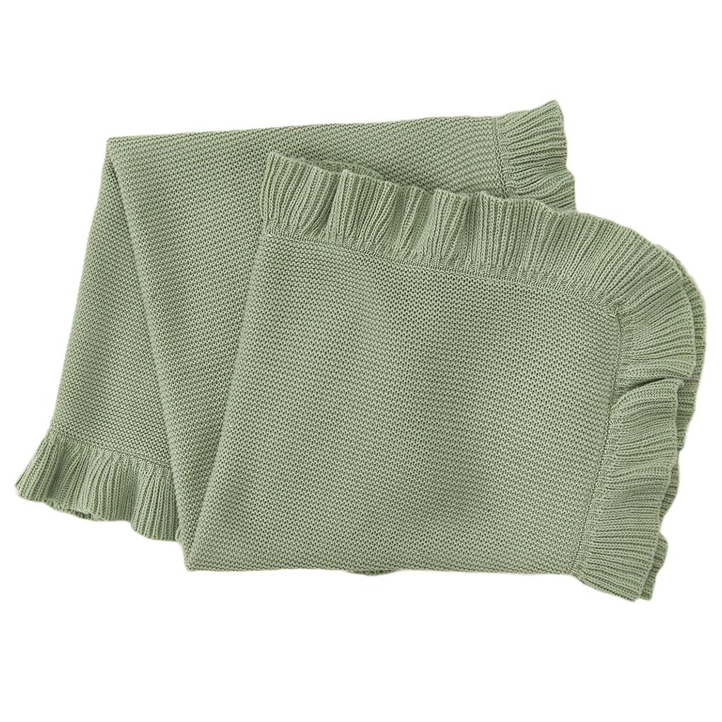 Autumn Winter Blanket Baby Lotus Leaf Edge Blanket Comfortable Cotton Knitted Strollers Cover Children's Bed Throw