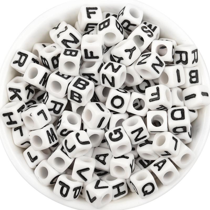 Colorful Acrylic Square Letter Beads - Large Hole English Alphabet Beads for DIY Projects