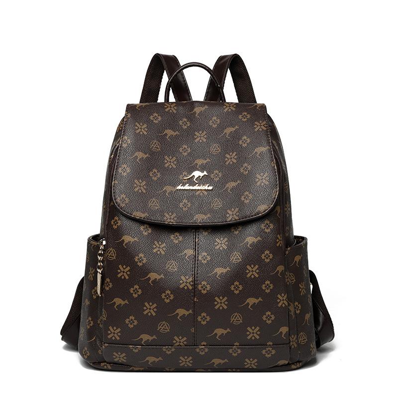 Schoolbag1011 Textured Alphabet Women's Backpack Classic Fashion Casual Backpack Korean Version Large Capacity Retro Trend School Bag