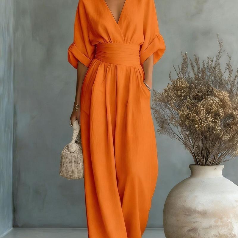 Elegant Waisted V-neck Women’s Jumpsuit