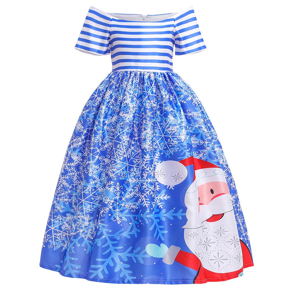 Vestido de Piano de Cetim de Desenho Animado de Natal Europeu e Americano para Meninas