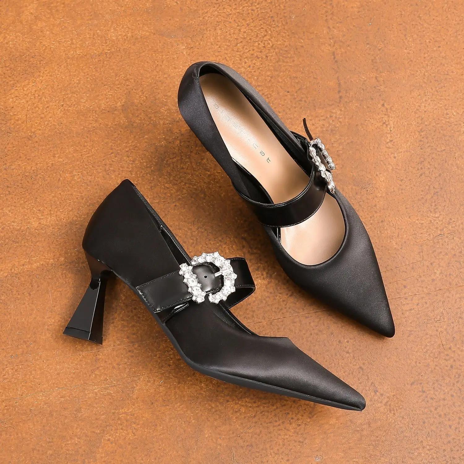 

Fashion New Design Women Pumps High Heeled Sandals Pointed Toe Marry Jane Shoes High Quality Pu Heels Fashion Ladies Shoes 2025 35