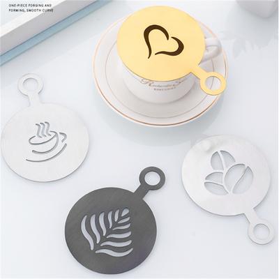 4 ADET Paslanmaz Kahve Şablonu Latte Cappuccino Süsleme Şablonları Kek Kurabiye Sprey Boya Sanatı Pişirme Kalıbı Barista Şablonu İçin