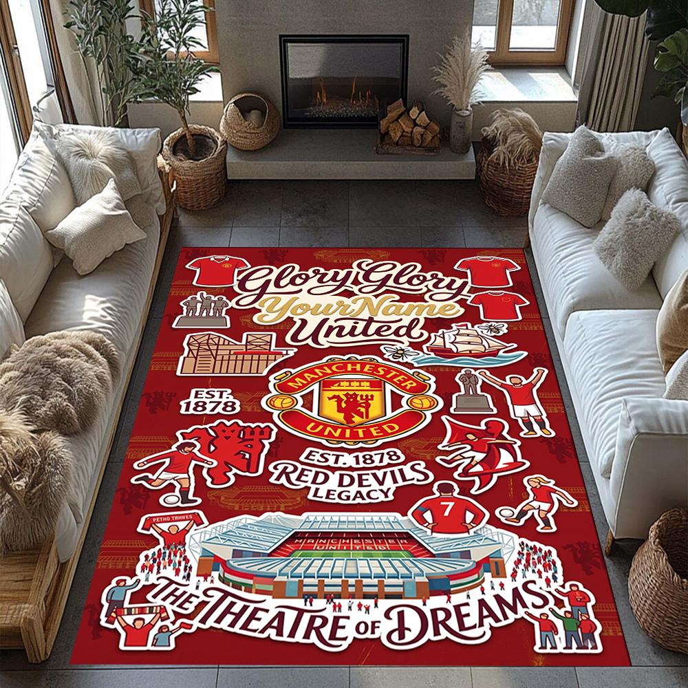 Manchester Personalized Text Carpet Design for Bedrooms Outdoor Game Room Kitchen Antislip Carpet Decorate Offices Best for Christmas