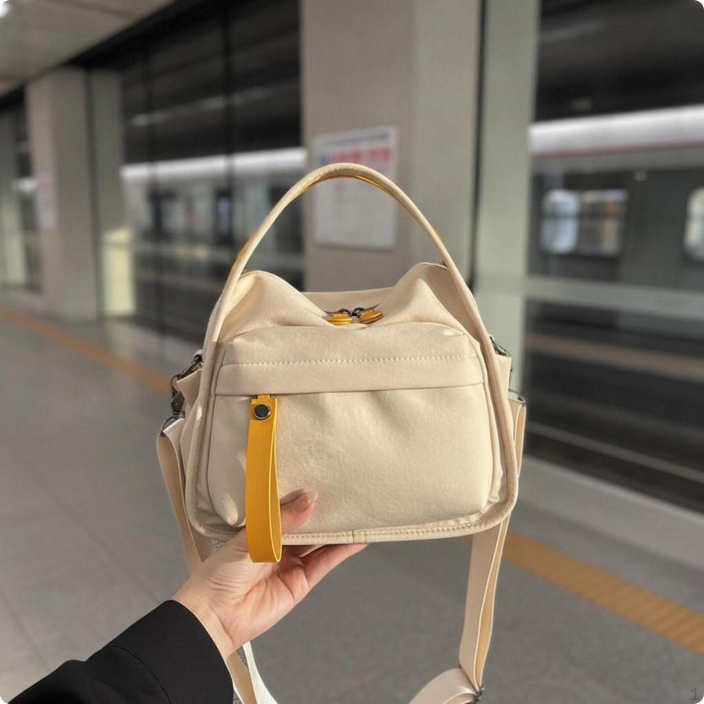 Mini Nylon Crossbody Bag Structured Adjustable for Daily Use