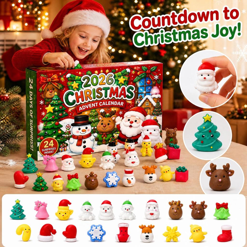 Christmas Squishy Figurine Countdown Calendar Christmas Holiday Countdown Gift for Home Office Room Decor Xmas Count Down