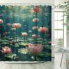 Lotus Lake Shower Curtain - 70.8x70.8 Inch, Vibrant Pink Floral & Aquatic Scenery, Polyester, Easy Clean, Nature-Inspired
