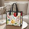 Cute Apple Pattern Tote Bag Portable Daily Handbag for Women Casual Lightweight Shoulder Bag for Work Shopping