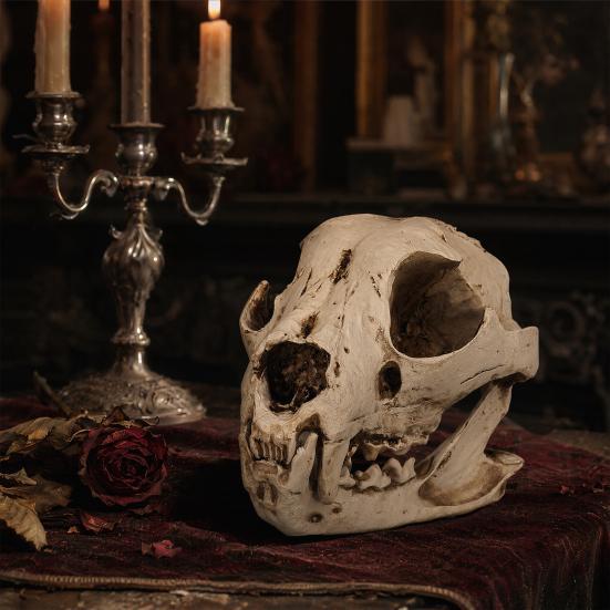 Lebensechter Totenkopf Partydekoration Hundeschmuck, Verwitterte Harz Halloween Dekoration, Für Partys für Schreibtisch Aquarium Film Requisiten Sammlerstück