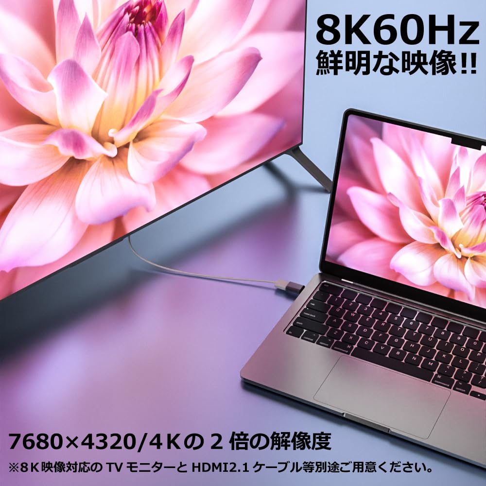 DAIAD HDMI Cable with Magnetic Magnetic Conversion HDMI 8K 60Hz Easy Connection to the Back of a TV Connector, Adapter, Detachable, Magnetic, 2.1,