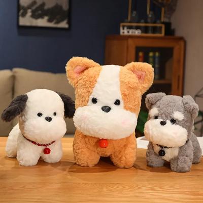 22/28cm Cão Realista Fofo com Sino Brinquedo Animal de Pelúcia Macio Simulação 3 Cores Cachorrinho Boneca de Pelúcia Bebê Crianças Fofo Presentes de Aniversário