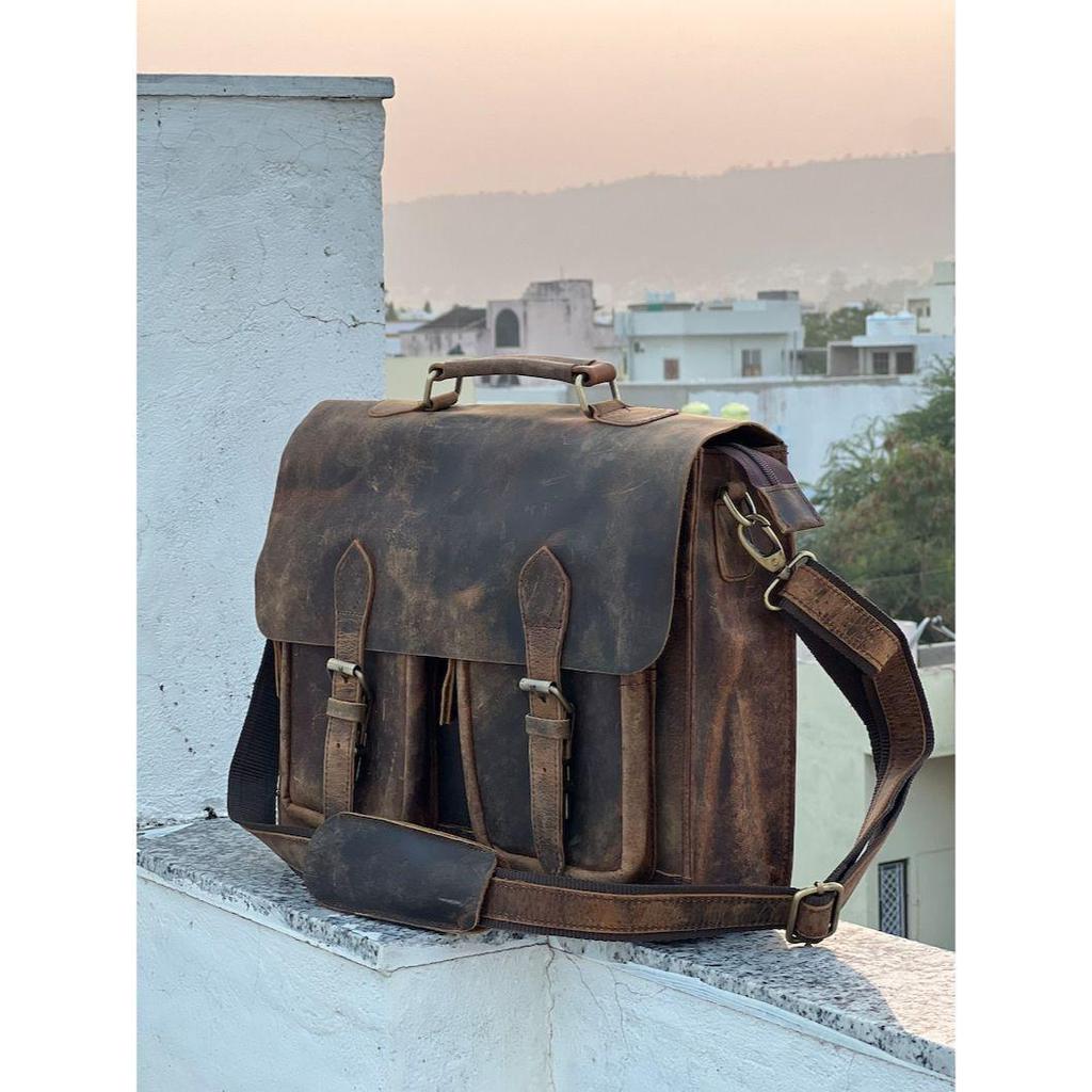 Handgemachte personalisierte Echtleder Messenger Bag Laptoptasche Schultertasche für Männer und Frauen Büro Aktentasche - Vintage Style Messenger Bag
