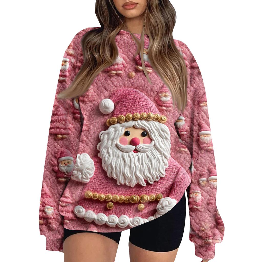 Women's Fleece Hoodie Long-Sleeve Round  Neck Casual Comfortable Loose-Fit Lightweight Women's Hoodie