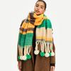 Mohair Rainbow Tassel Shawl Loop Yarn Winter Cashmere Scarves Simple Women Cape Girl