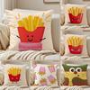 Cute Illustration of Hamburger Fries and Pizza Cushion Cover Pillowcase Antidustmite Living Room Sofa Decor Cushion Room