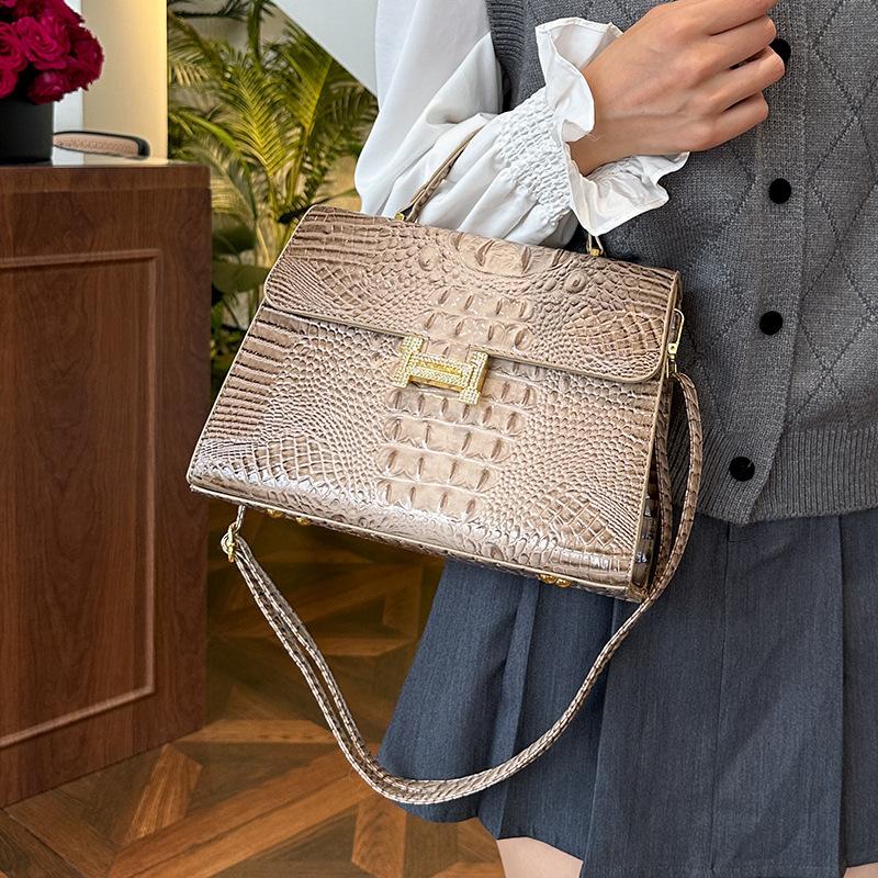 New Wind Crocodile Pattern Briefcase Bag Portable Shoulder Oblique Span Women's Bag