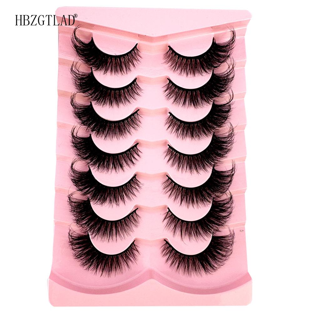 NEU 7 Paar Katzenaugen-Wimpern 3D Natürliche falsche Wimpern 5d Flauschige weiche Kreuz-Manga-Wimpern Wispy Natürliche Wimpernverlängerung Make-up