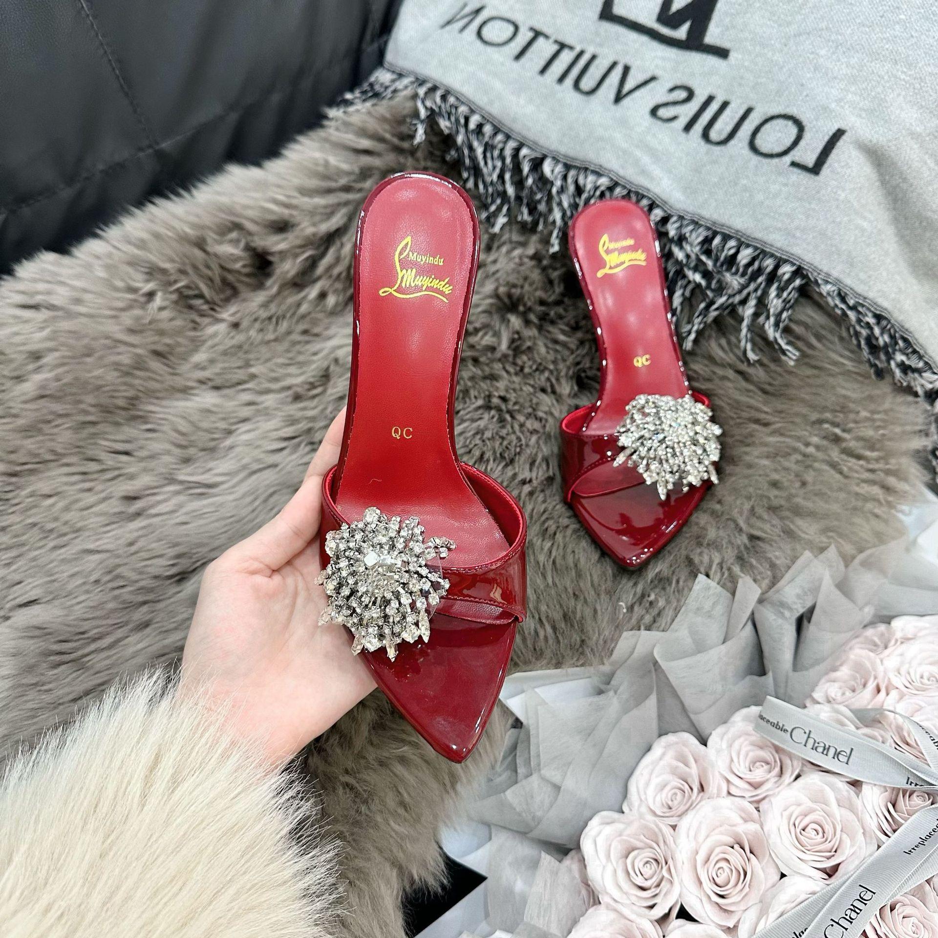 

Spot L-248 New 2025 Rhinestone Stunning High Heel Sandals Premium Sense Not Tired Feet Pointed High Heels Women 43