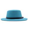 European and American new flat-brimmed flat-top hat woolen top hat women's fashion black belt jazz hat Panama hat
