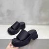 Fashion Fashion Platform Black Sandals Women Square Toe Chic Outdoors Slip On Slippers 2025 New Summer Street Goth Slides Beach Shoes