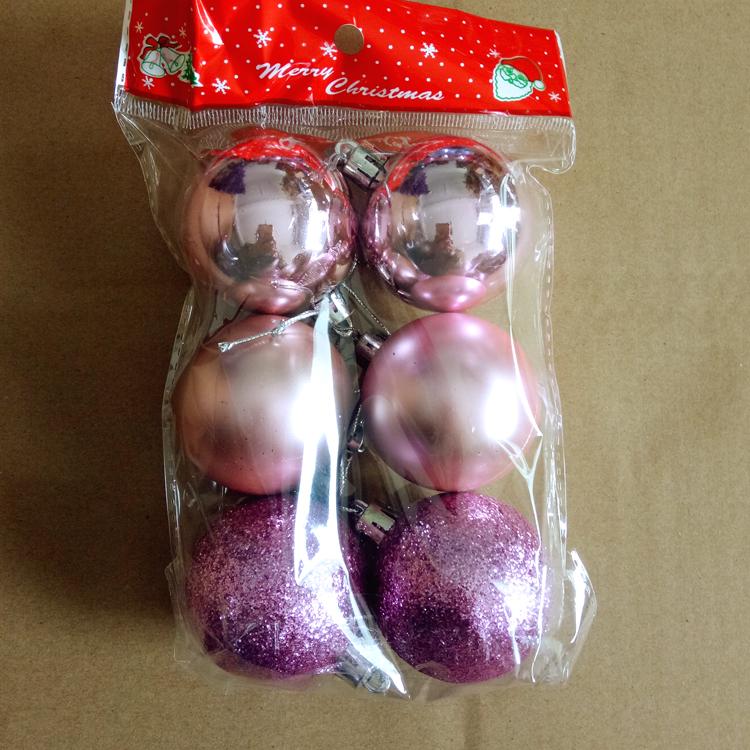 Weihnachtsbaum Ornamente: 6 galvanisierte Dekorationskugeln (7cm, 5cm) in Gold, Silber, Rot und Blau.