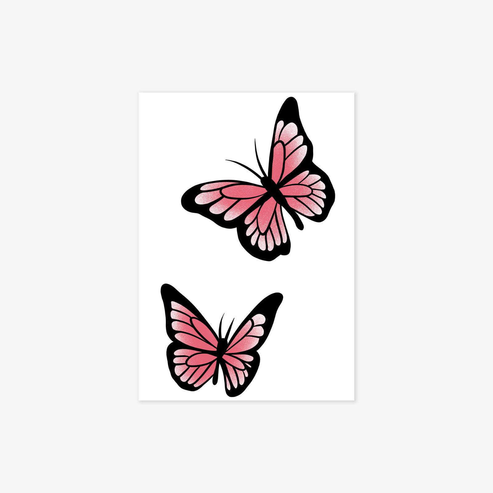 Small Fresh Tattoo Sticker, High-End Red Butterfly Lasting Waterproof Female Tattoo Sticker 7*10