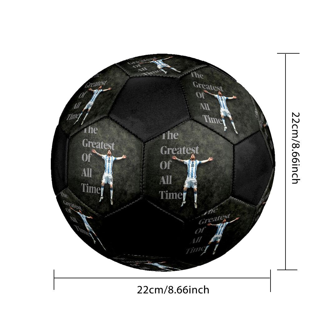 Messi Size 5 Soccer Ball, Machine-Stitched PVC, Durable & High Bounce, All Ages Fit, Fan Merchandise, Matches & Outdoor Use.