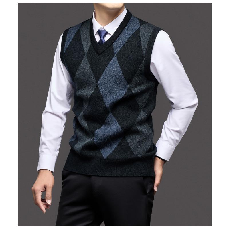 Men S Knit Vest V Neck Sleeveless Pullover Business Casual Sweater