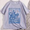 Wizard Cat Rider Vintage TShirt Men Women Fantasy Graphic Tee Funny Cat Short Sleeve Tshirt Causal Round Neck Printed Tees