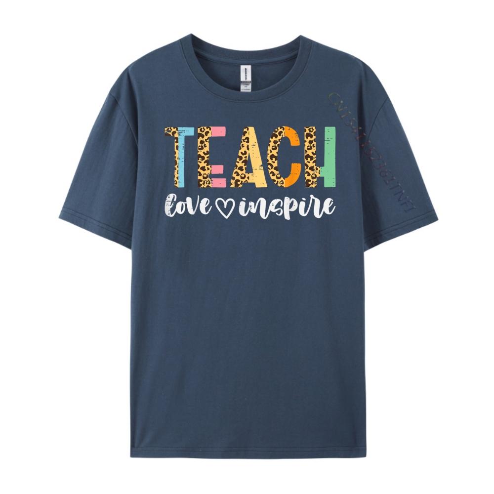 

Teachers Day Teach Love Inspire Leopard Cute Educator Women Cute Oversized T Shirt Shirts Tops T Shirt Mothers Day 3XL