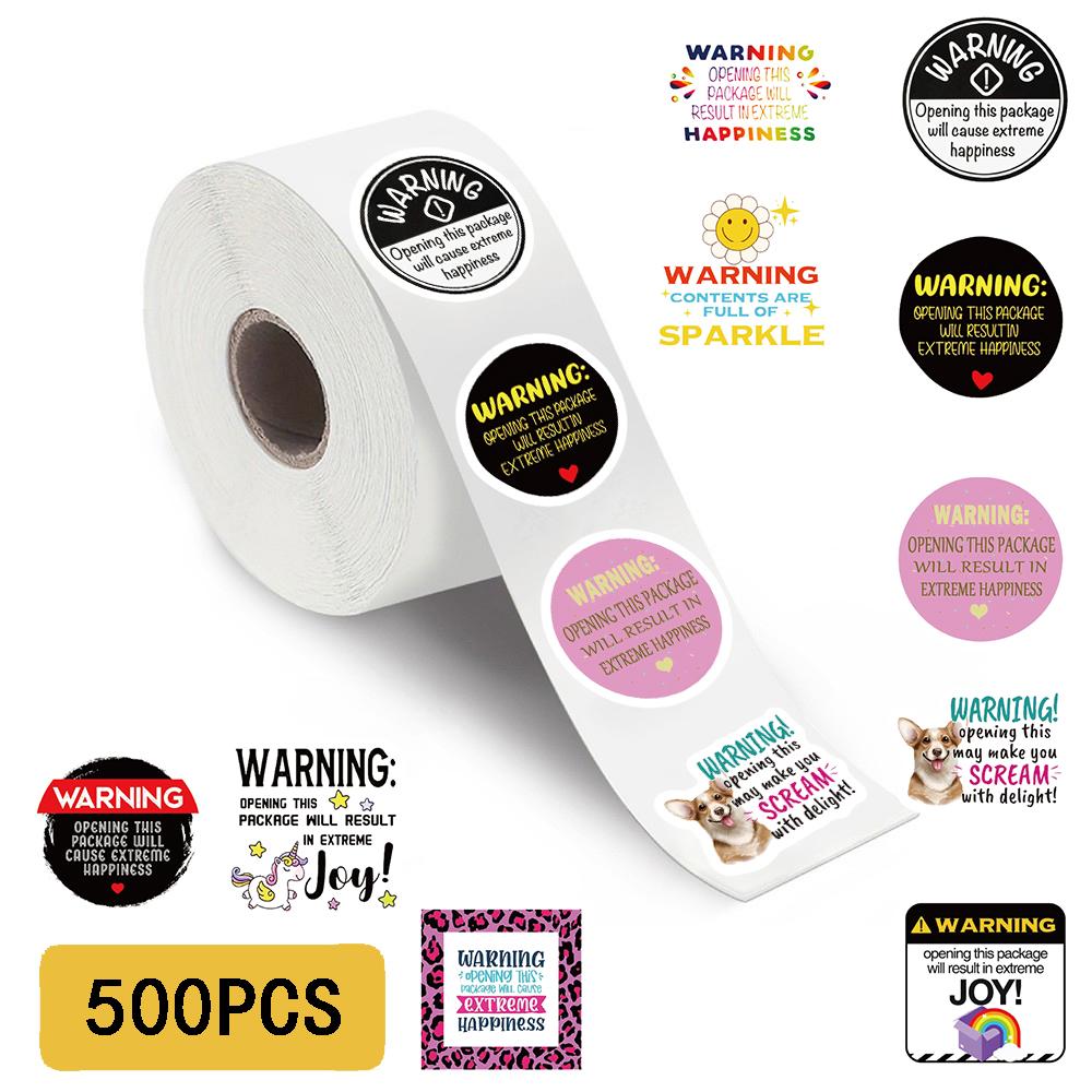 500PCS Warning Sticker Roll Stickers Motorcycle Motivational Laptop Word Funny Warning Decorative Student Stationery Stickers