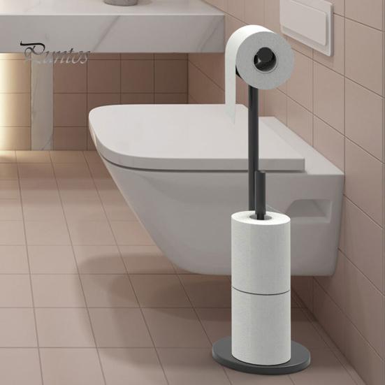 Freestanding Toilet Paper Holder with Non-Slip Stable Base Easy Assembly Large Capacity Bathroom Roll Paper Stand